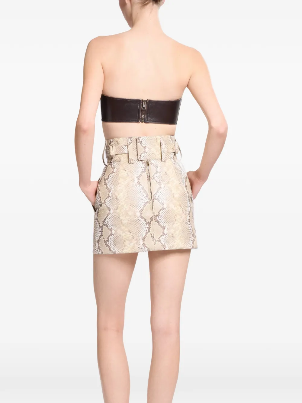 Elie Saab Leren bralettetop met sweetheart-hals Bruin