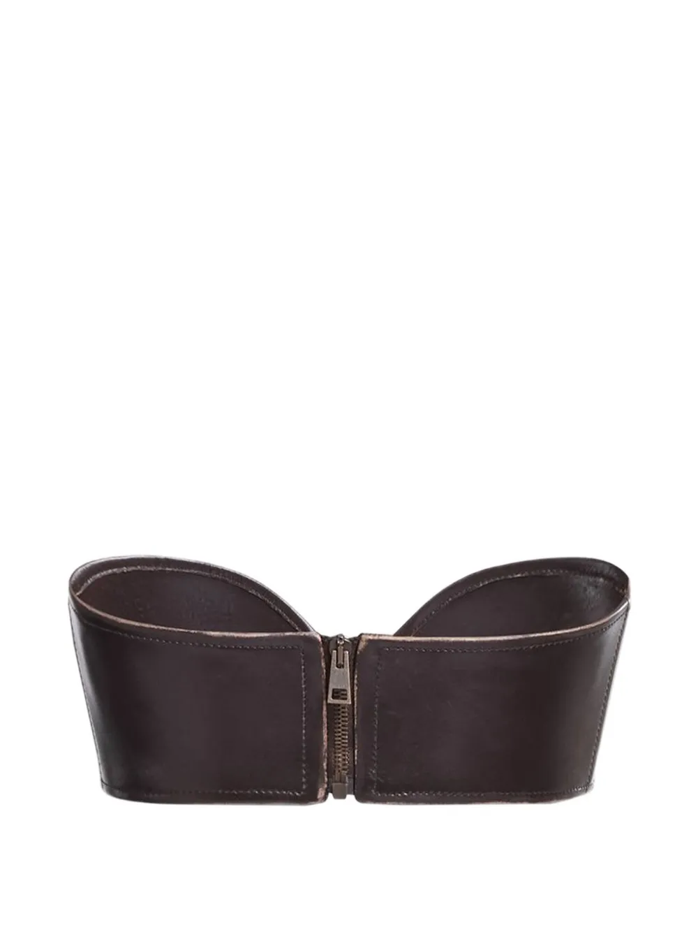 Elie Saab Leren bralettetop met sweetheart-hals Bruin