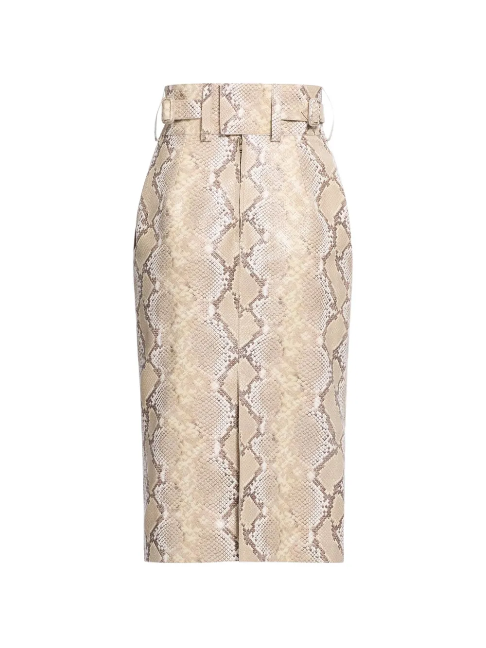 Elie Saab Midi-rok met pythonprint en riemlussen Beige