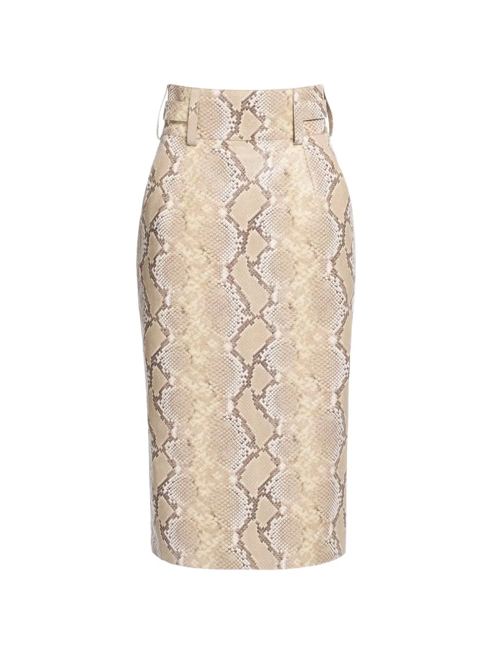 Elie Saab python-print belt-loops midi skirt - Neutrals