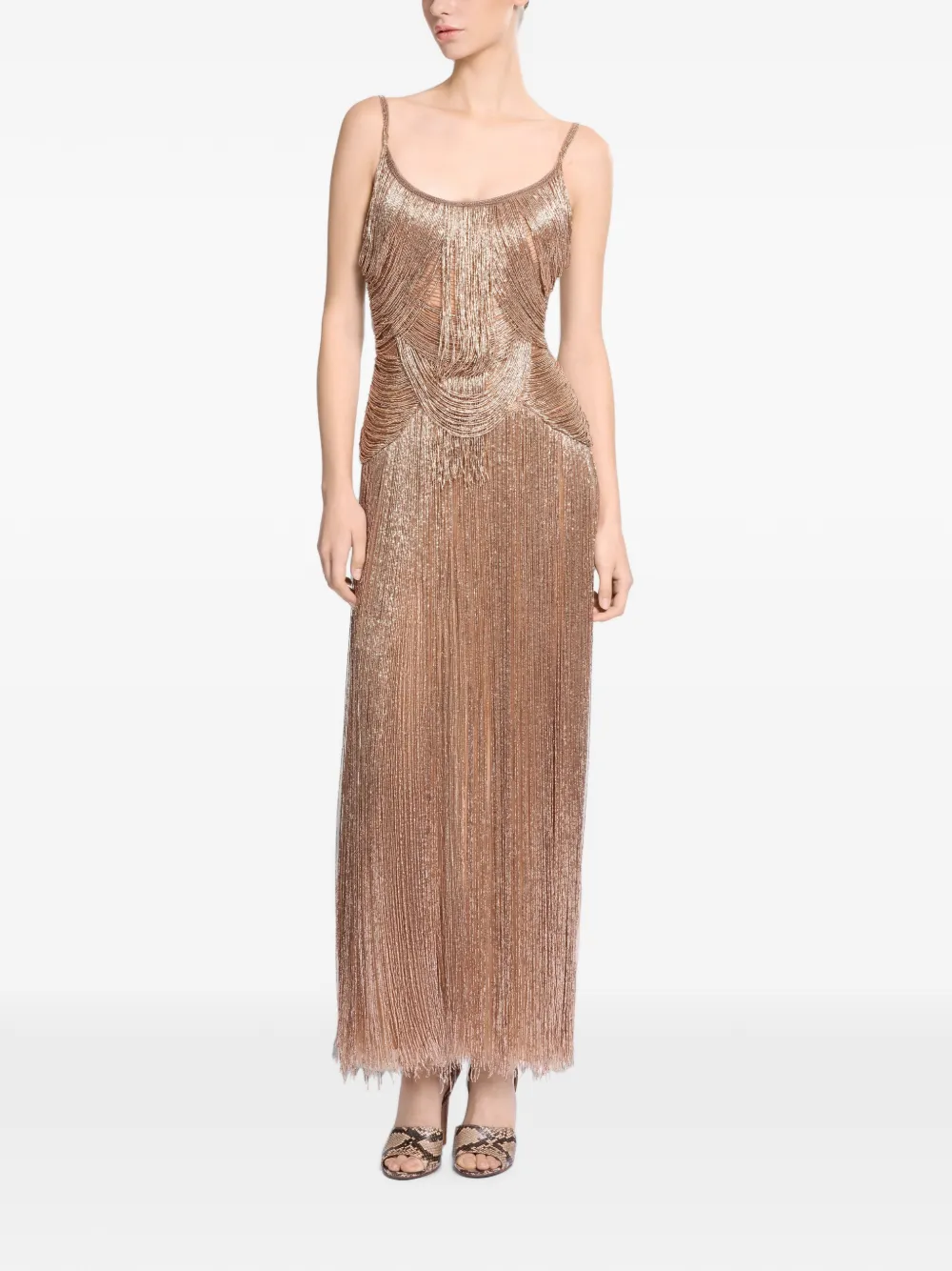 Elie Saab Maxi-jurk met geborduurde kralen Goud