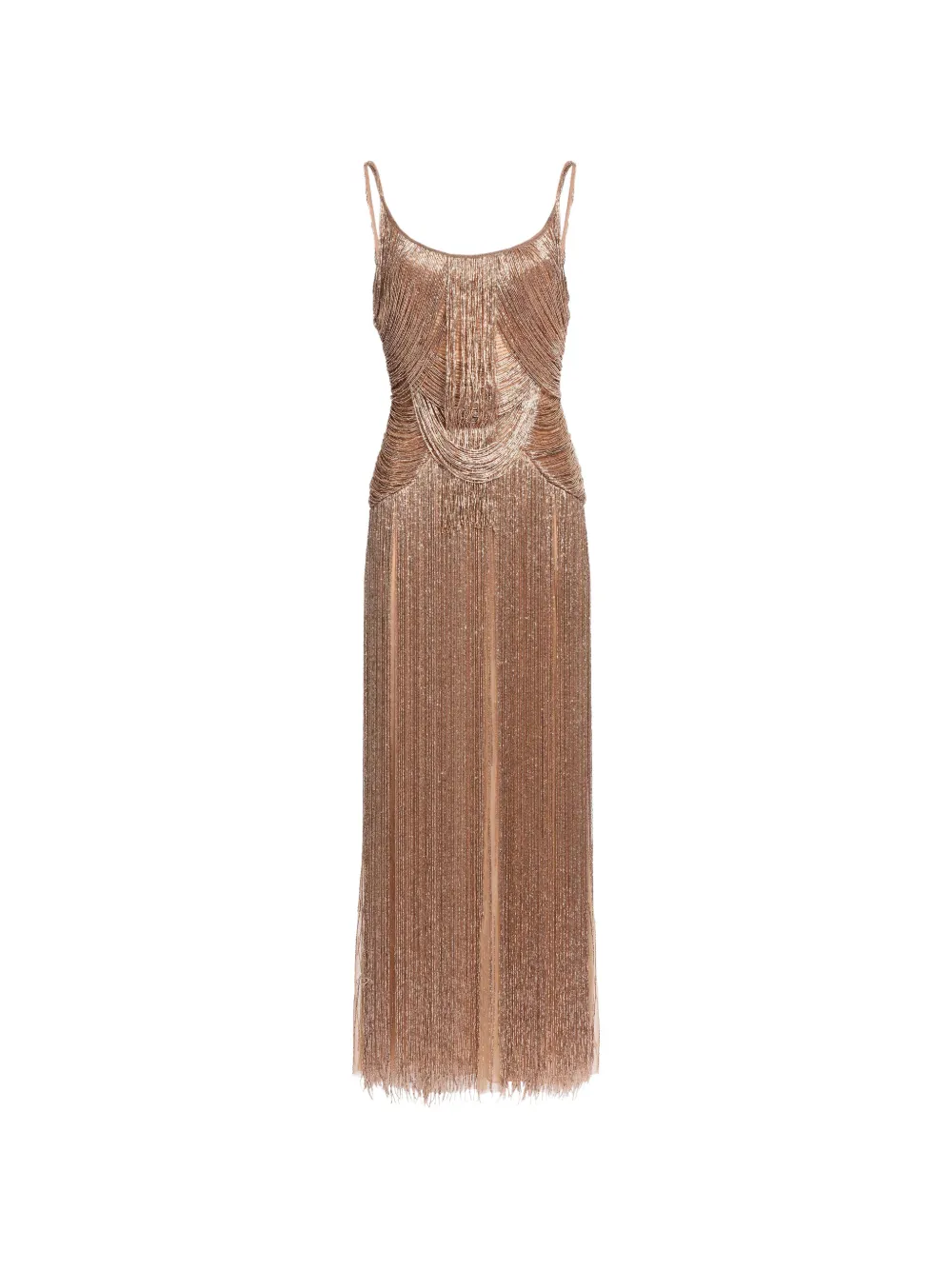 Elie Saab bead-embroidered fringed maxi dress - Gold