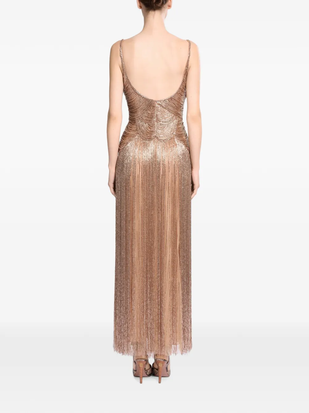 Elie Saab Maxi-jurk met geborduurde kralen Goud