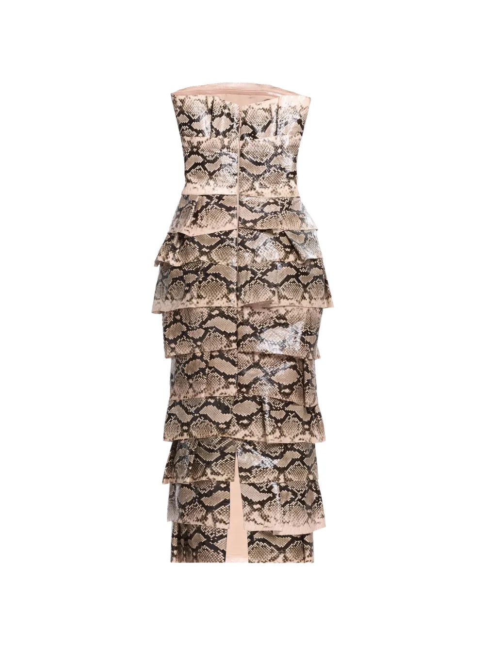 Elie Saab Gelaagde midi-jurk met slangen-effect Beige