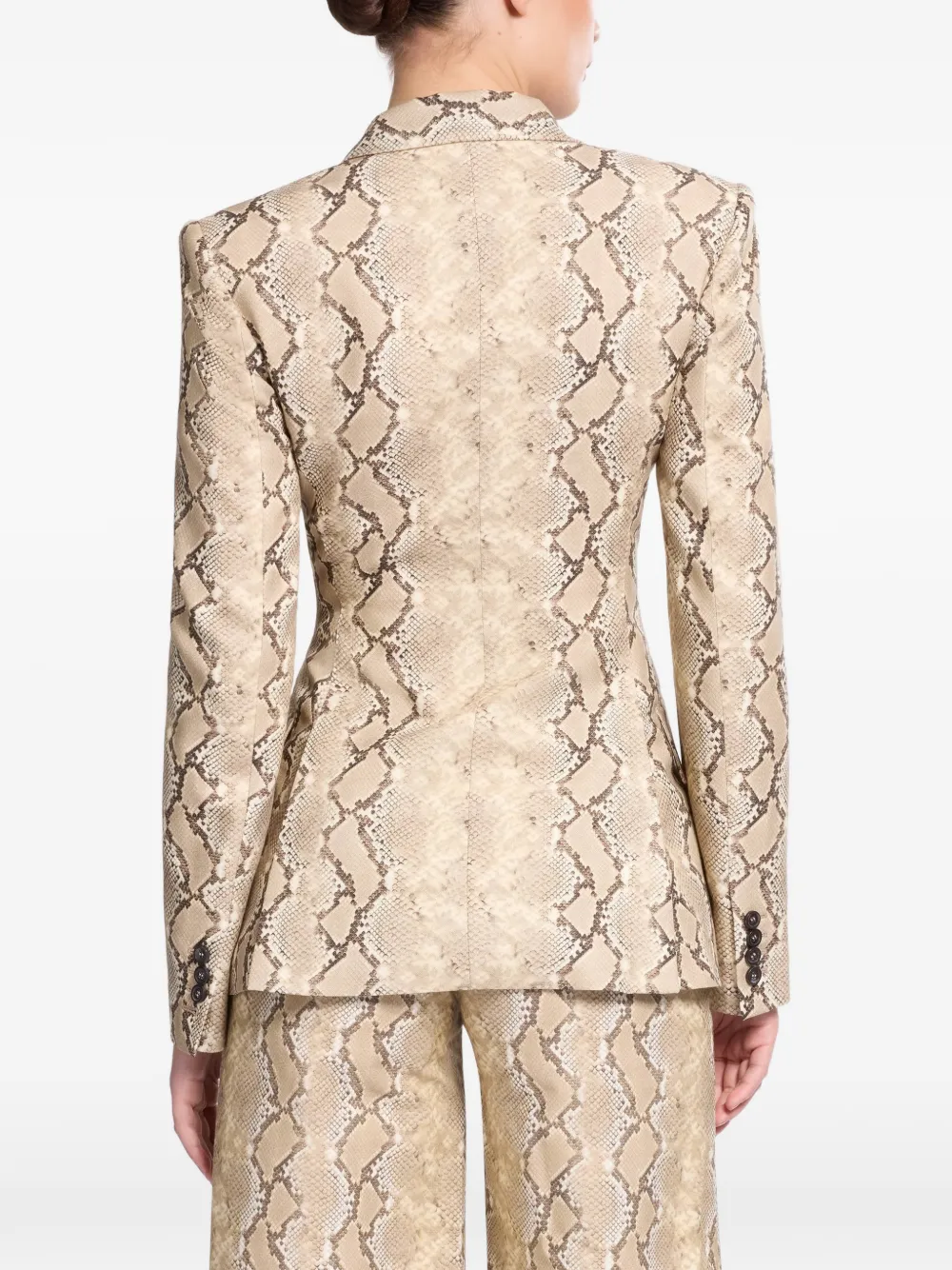 Elie Saab Jack met dubbele rij knopen en pythonprint Beige