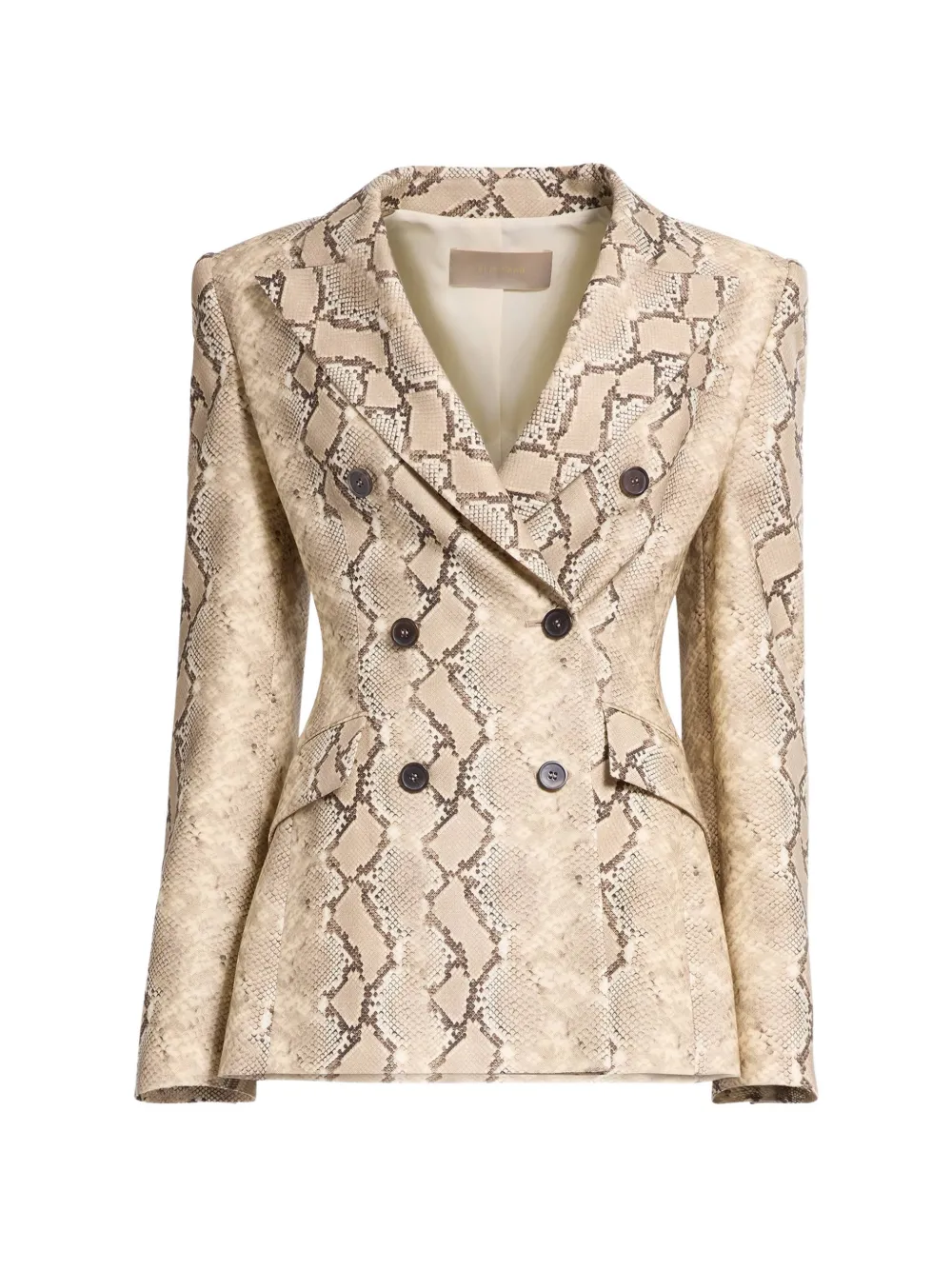 Elie Saab python-print double-breasted jacket | tons neutres | Image 1