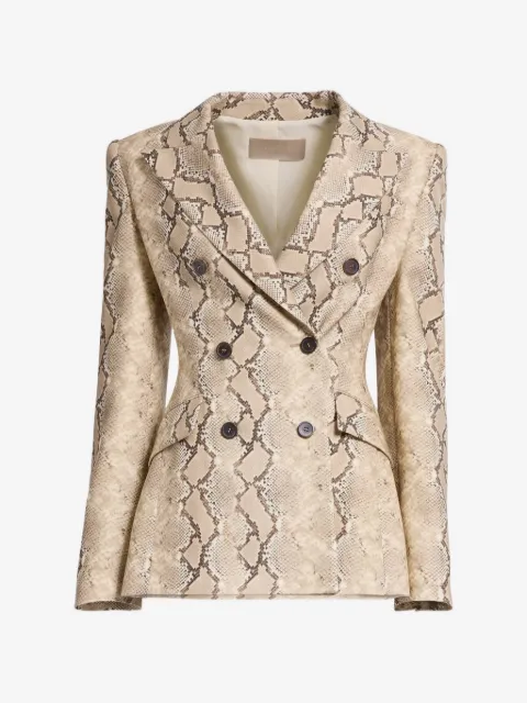 Elie Saab python-print double-breasted jacket