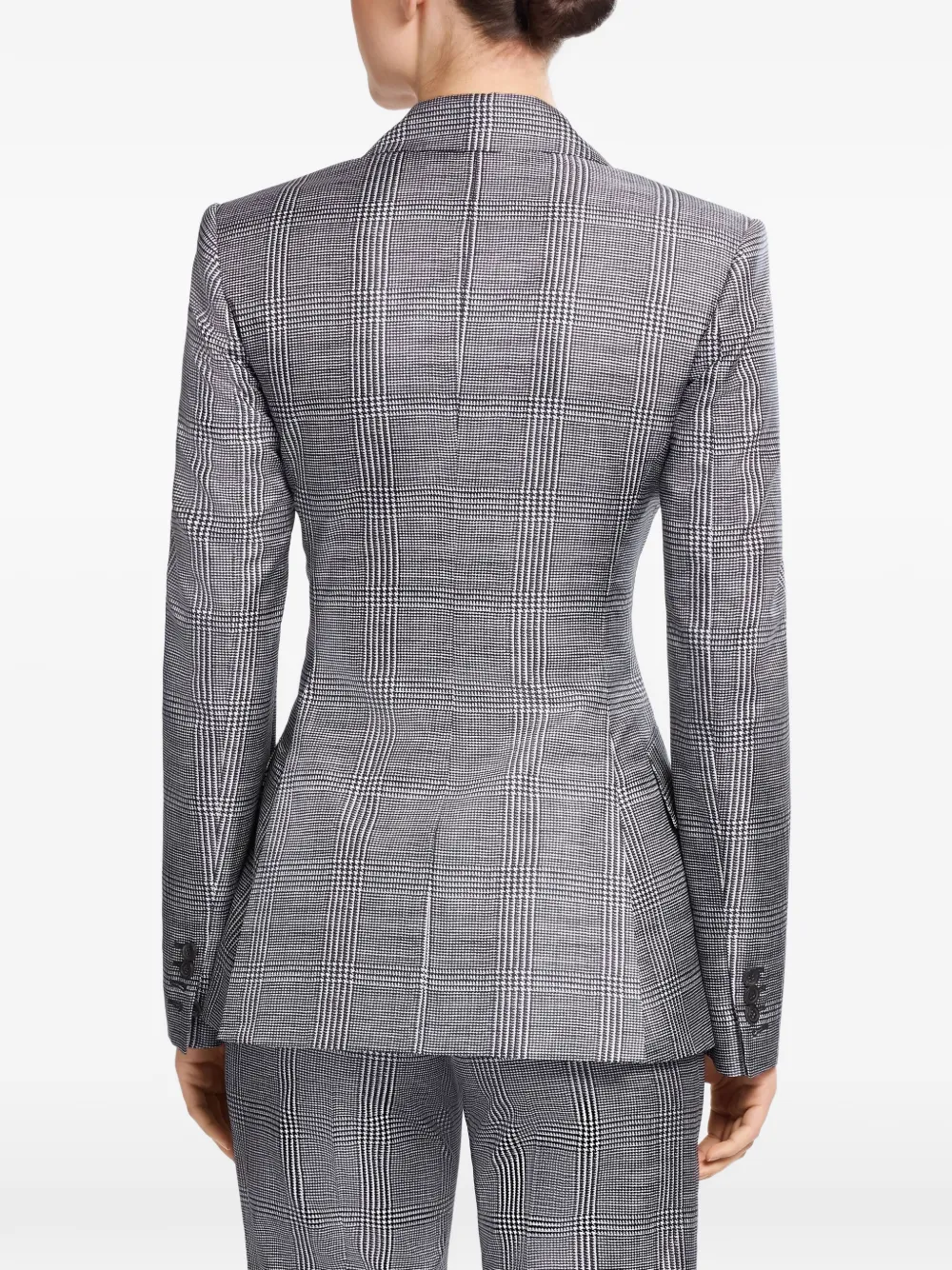 Elie Saab Prince of Wales Check Double-breasted Blazer in Grey, view 5