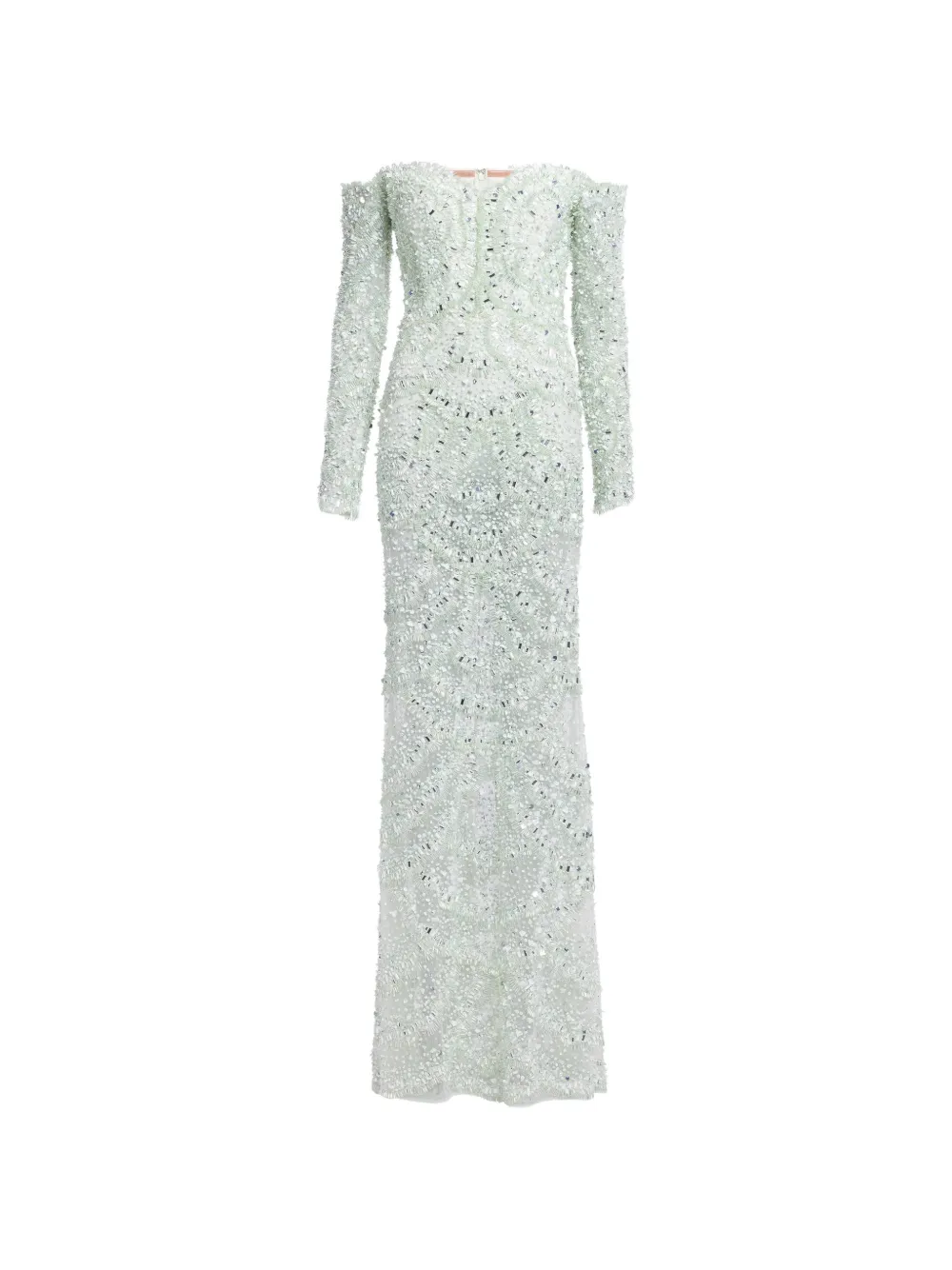 Elie Saab bead-embroidered off-shoulder maxi dress - Green