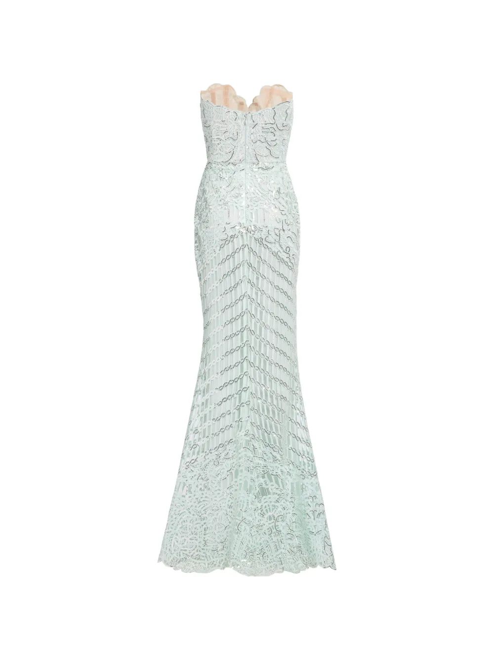 Elie Saab Strapless maxi-jurk met borduurwerk Groen