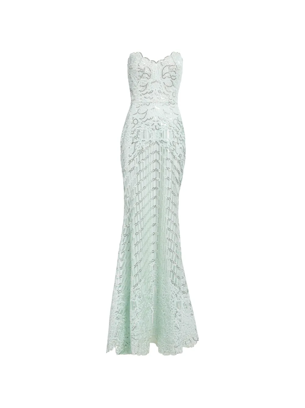 Elie Saab sequin-embroidered strapless maxi dress - Green