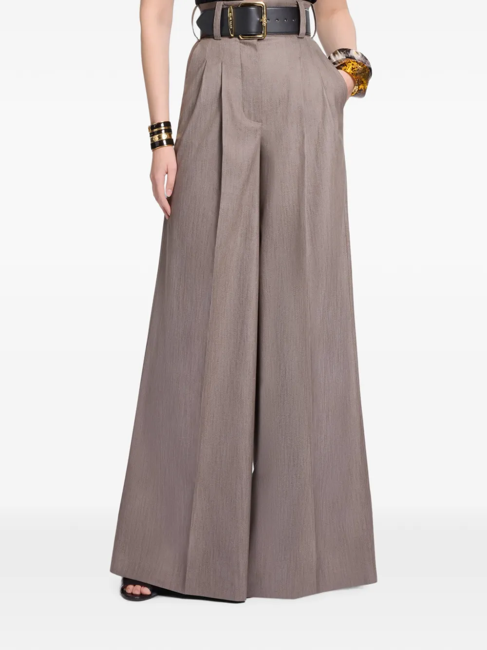 Elie Saab Twill plooibroek Bruin