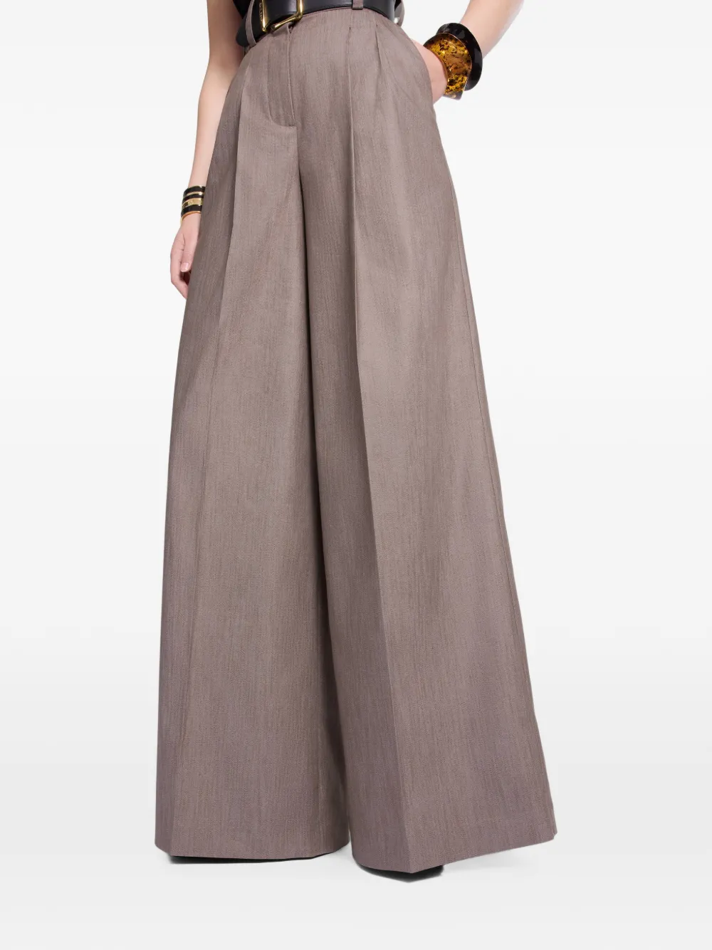 Elie Saab Twill plooibroek Bruin