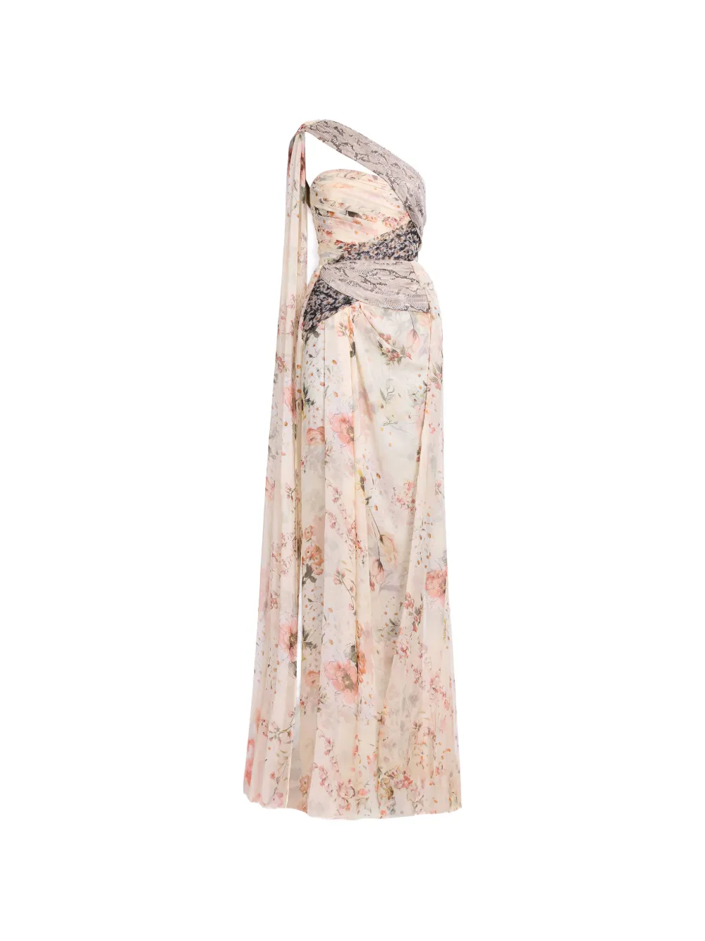 Elie Saab floral-print one-shoulder maxi dress - Neutrals