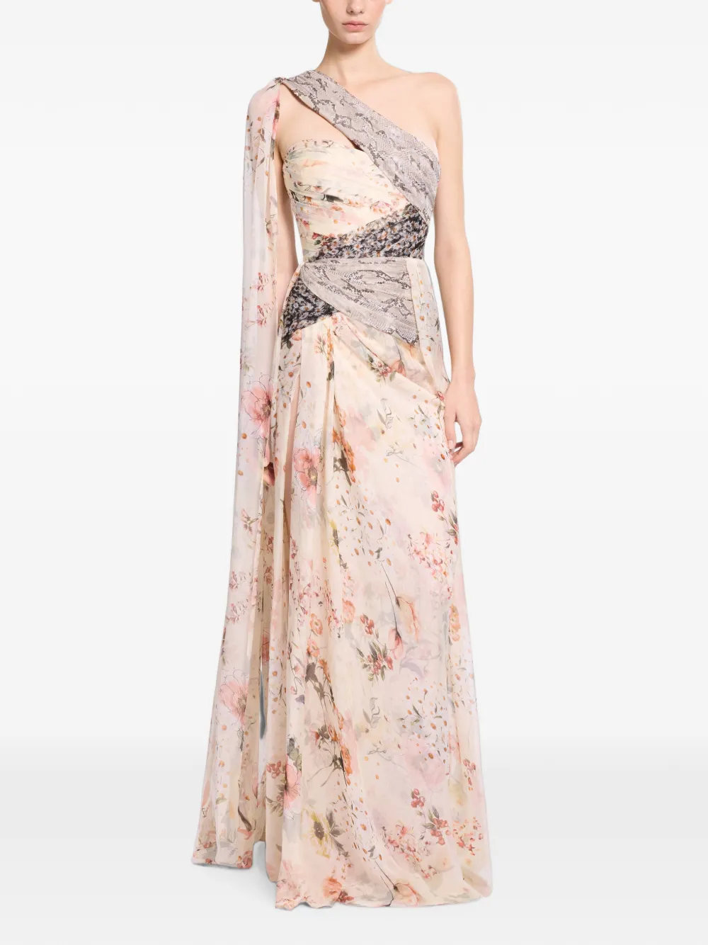 Elie Saab Asymmetrische maxi-jurk Beige