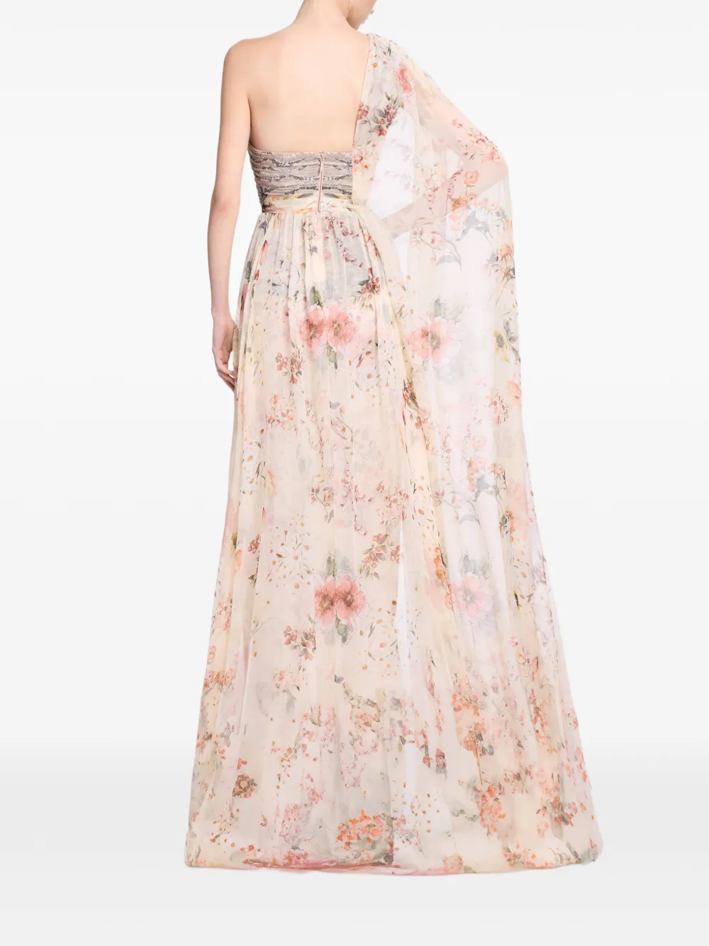 Elie Saab Asymmetrische maxi-jurk Beige