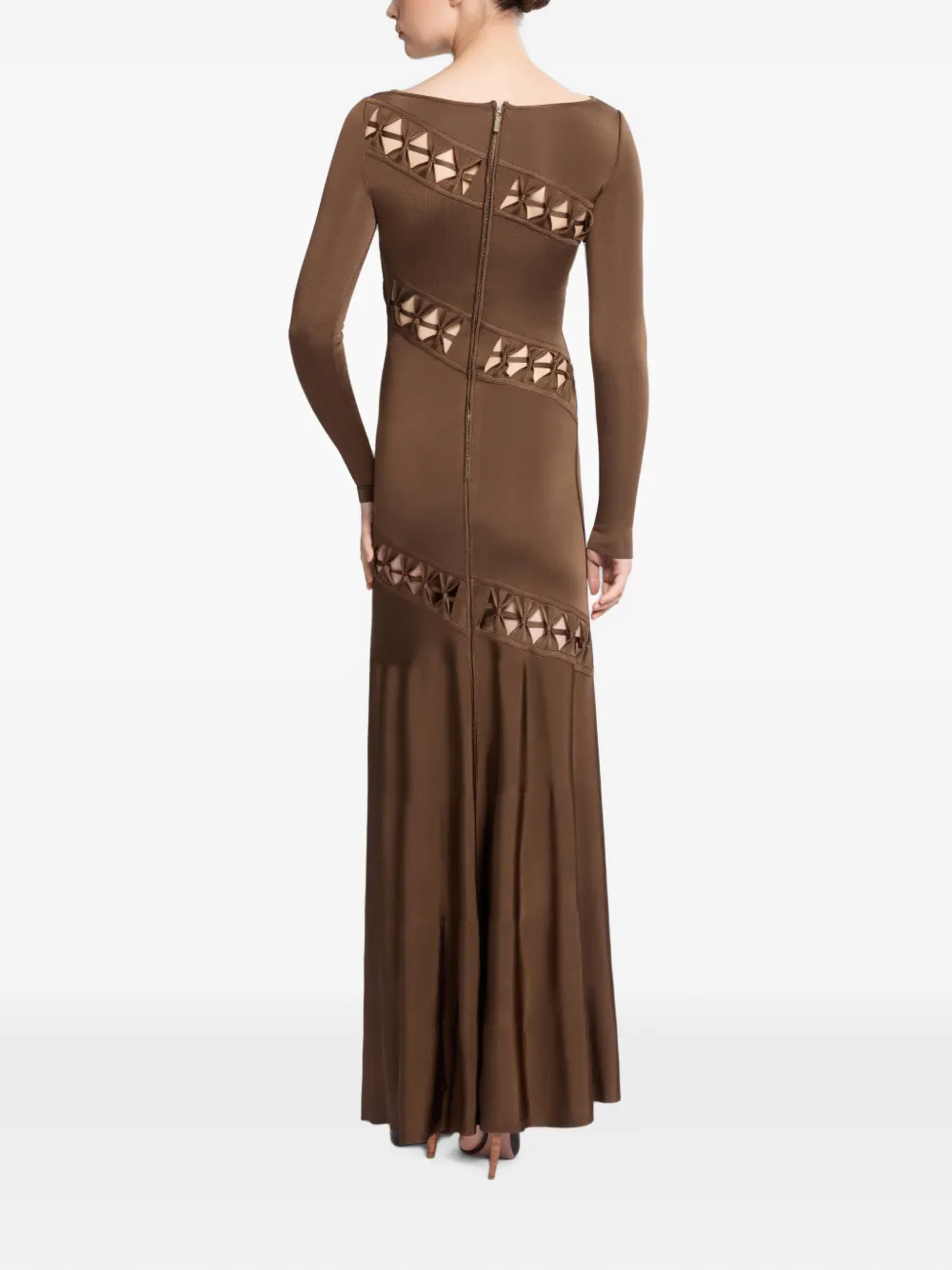 Elie Saab Uitgesneden maxi-jurk Bruin