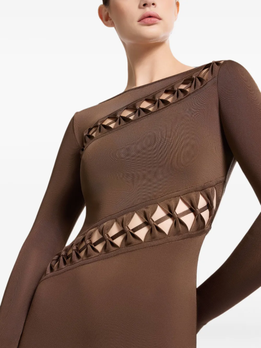 Elie Saab Uitgesneden maxi-jurk Bruin