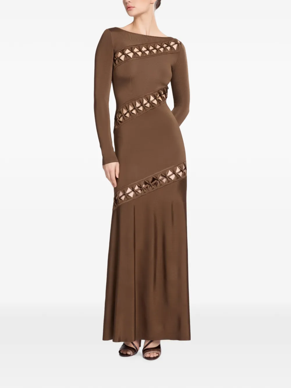 Elie Saab Uitgesneden maxi-jurk Bruin