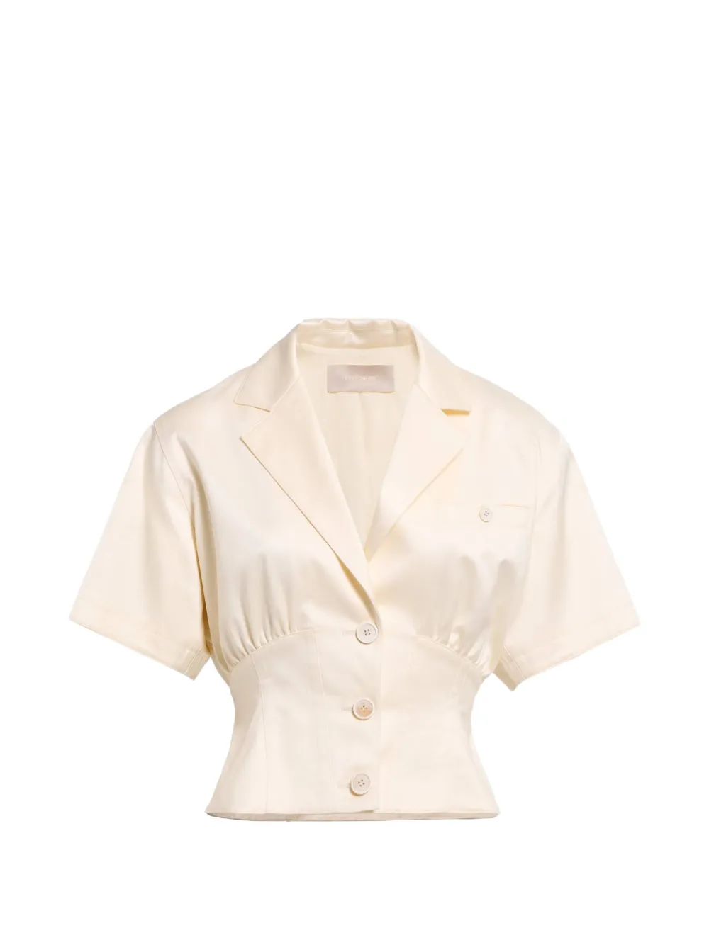 Elie Saab short-sleeve gathered-waist jacket - Neutrals