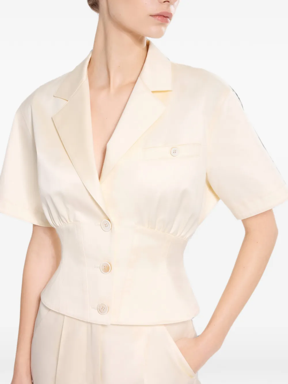 Elie Saab Jack met gesmockte taille en korte mouwen Beige