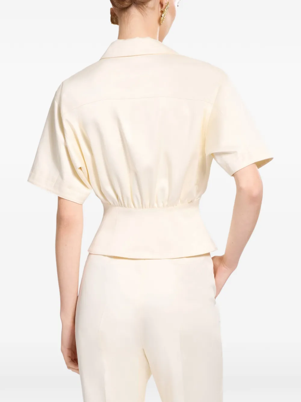 Elie Saab Jack met gesmockte taille en korte mouwen Beige