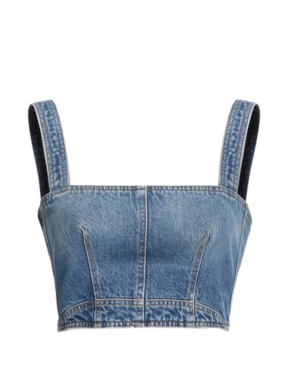 Elie Saab Cropped-Oberteil aus Denim - Blau
