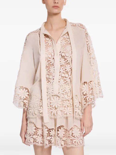 Elie Saab Seidenbluse mit Makramee