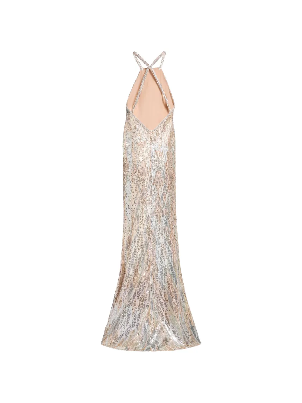 Elie Saab Maxi-halterjurk met pailletten Goud