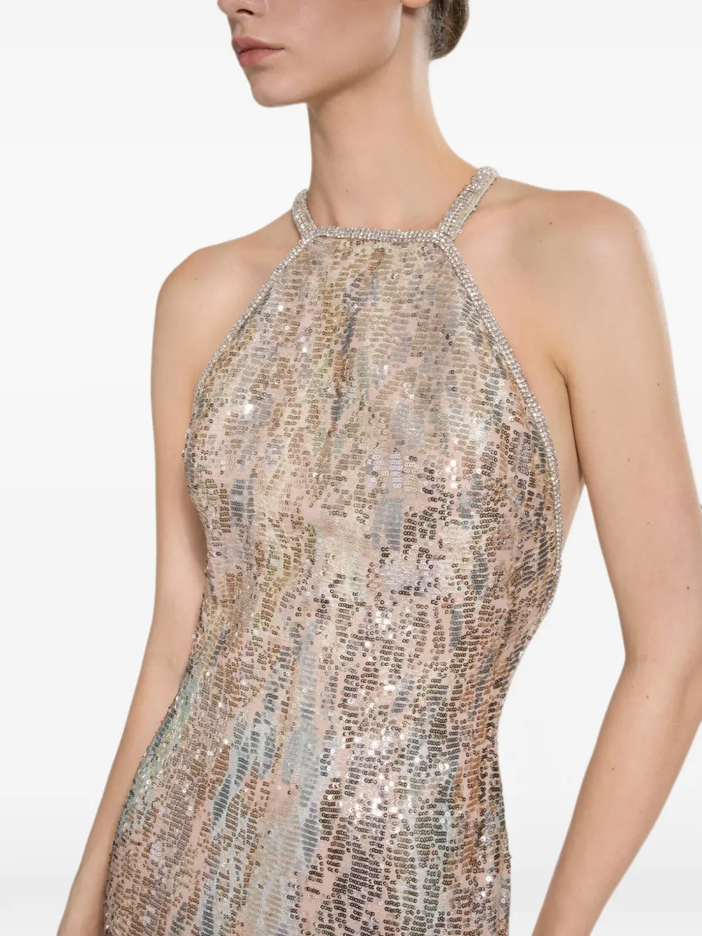 Elie Saab Maxi-halterjurk met pailletten Goud