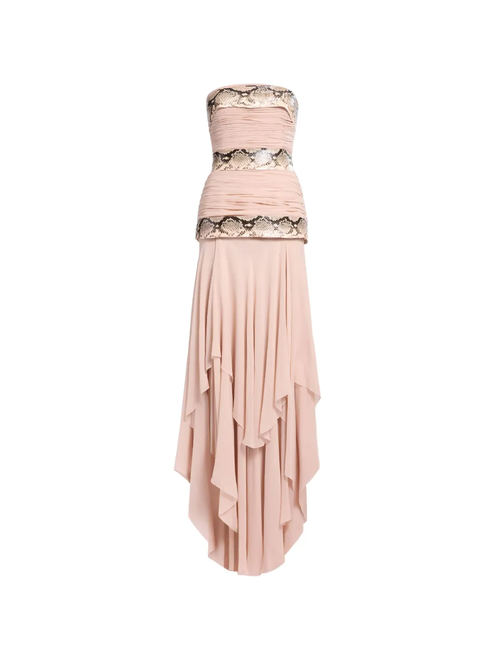 Elie Saab Gerafftes Viper Maxikleid mit Schlangen-Effekt - Nude