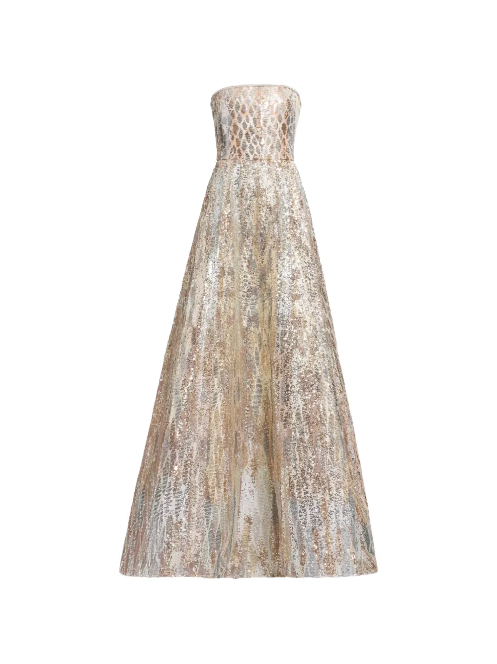 Elie Saab sequin-embellished strapless maxi dress - Gold