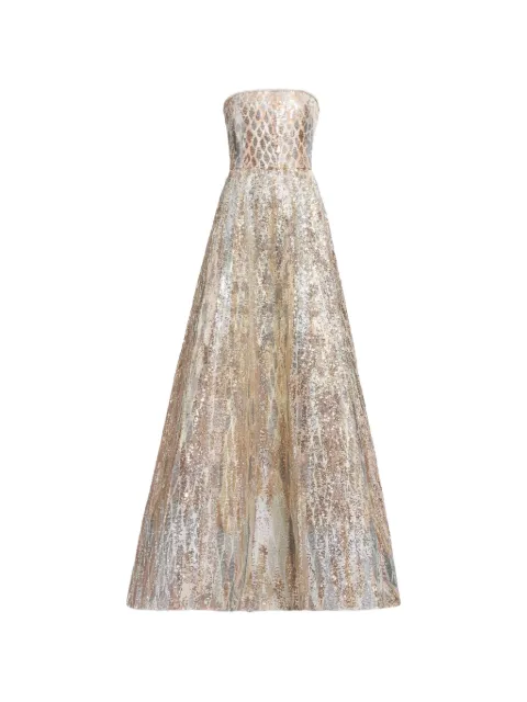 Elie Saab Vestido longo com aplicação de paetês