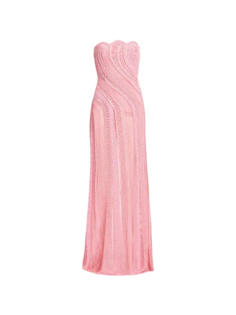 Elie Saab vestido largo con diseño strapless y mostacillas