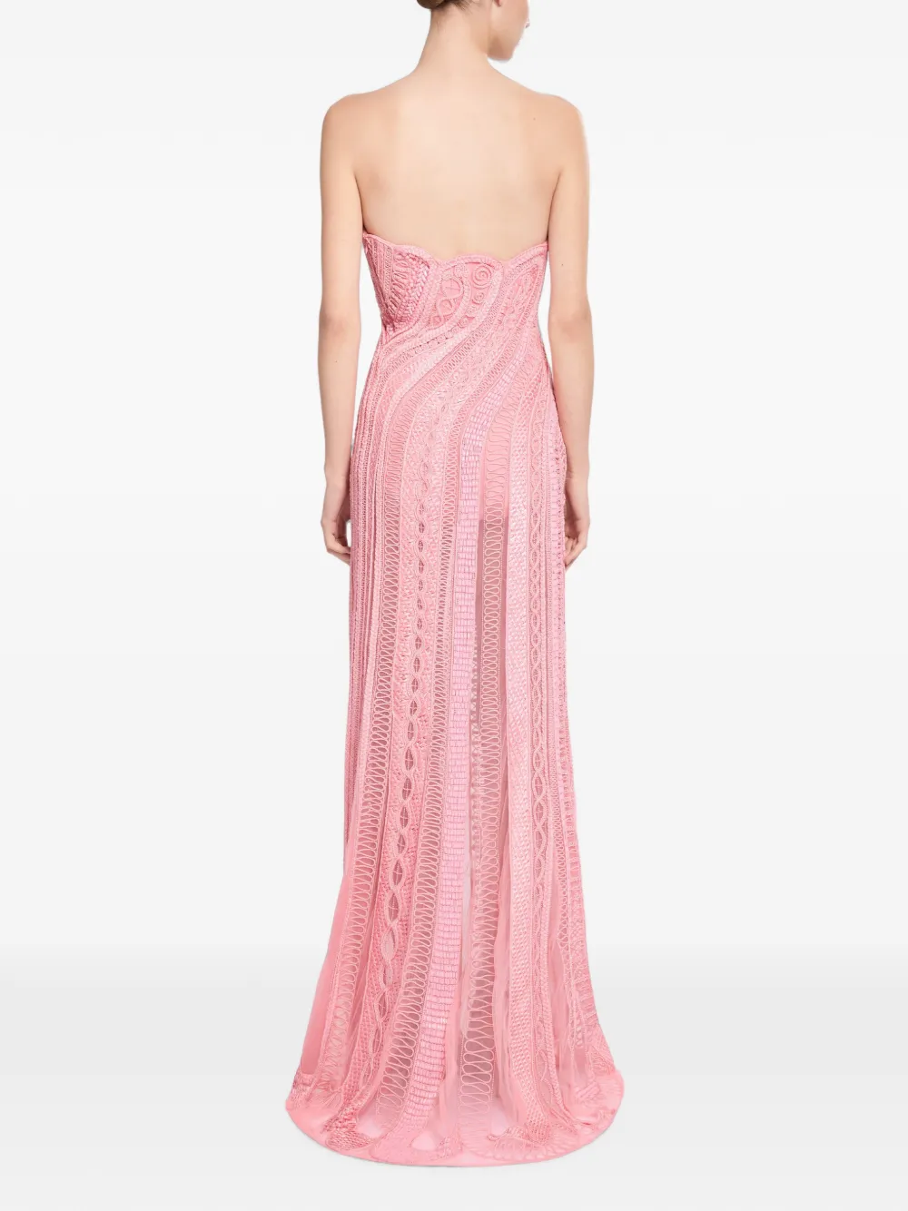 Elie Saab Strapless maxi-jurk met geborduurde kralen Roze