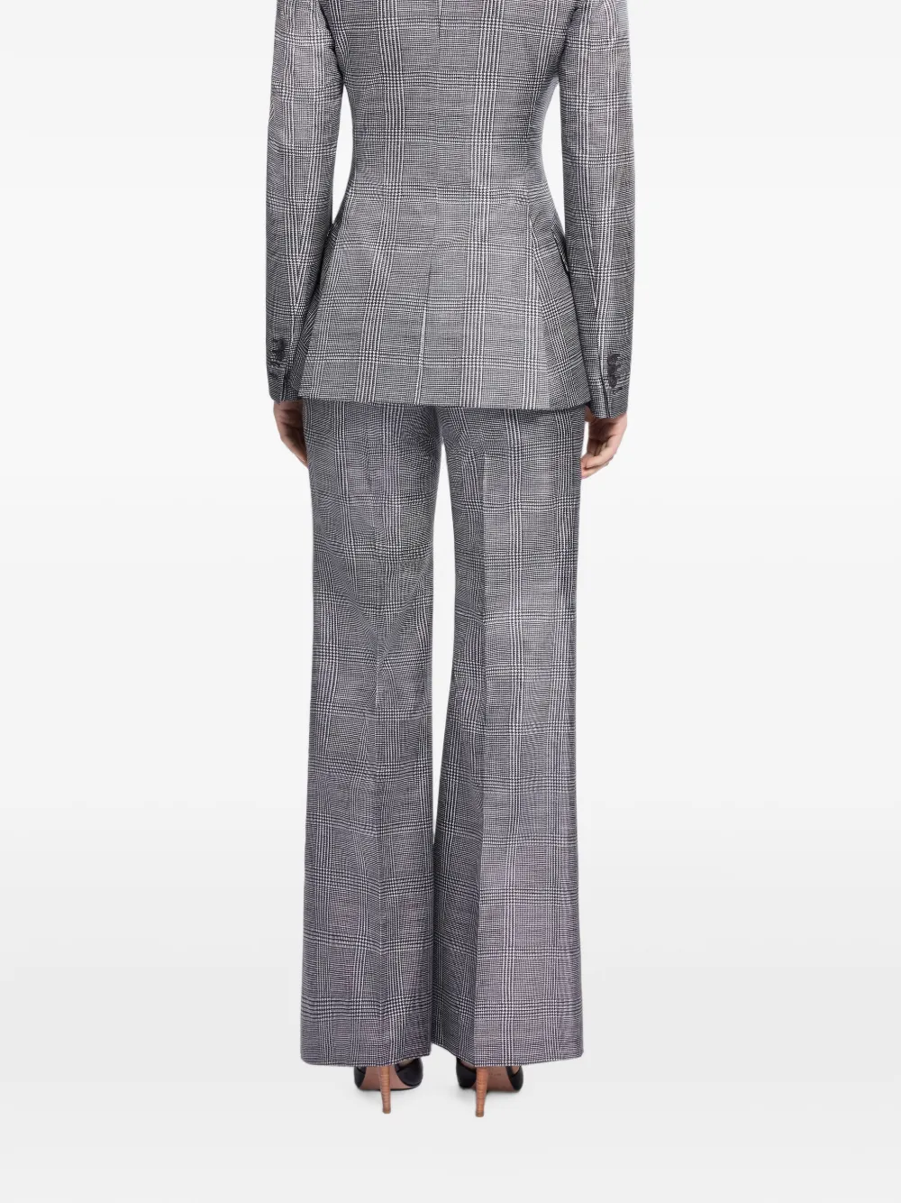 Elie Saab Zijden broek met Prince de Galles-print Grijs