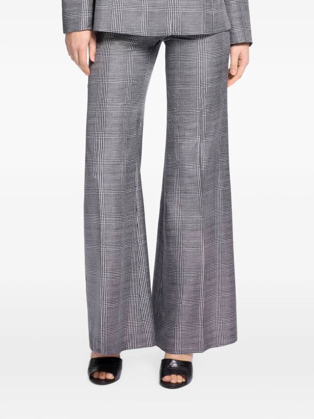 Elie Saab Zijden broek met Prince de Galles-print Grijs