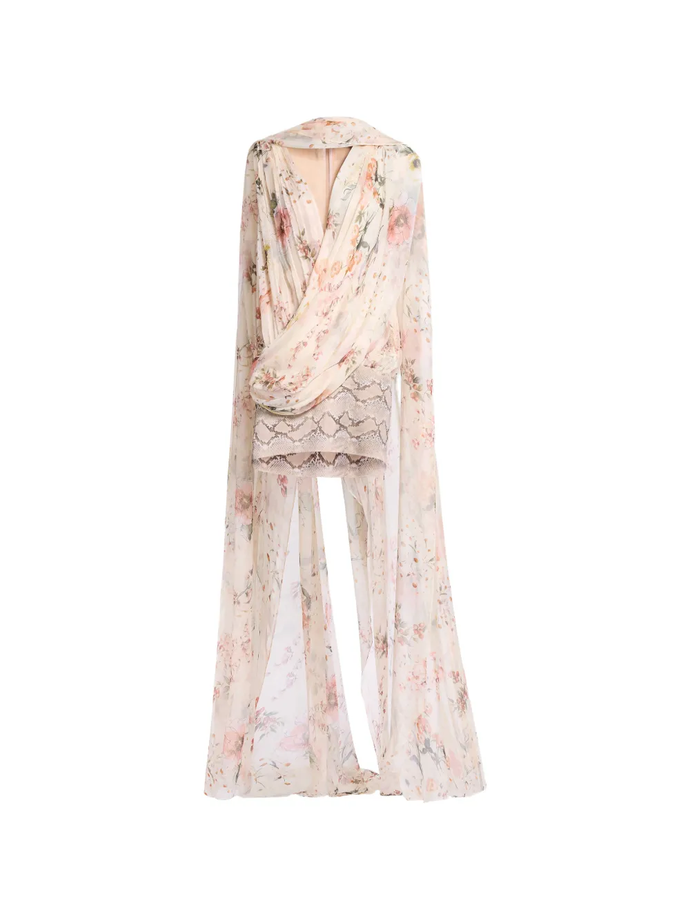 Elie Saab floral-print silk mini dress - Neutrals