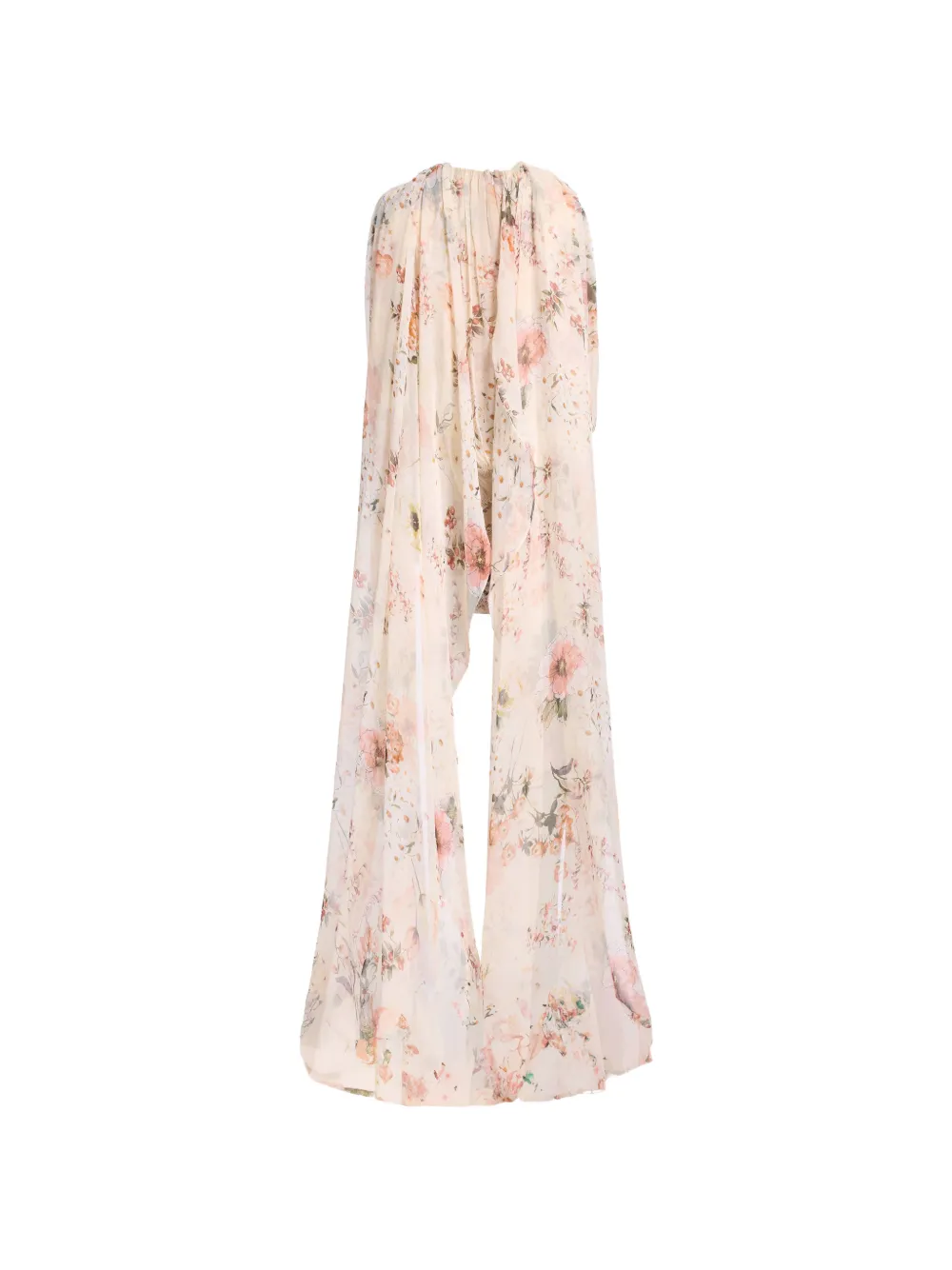 Elie Saab Zijden mini-jurk met bloemenprint Beige