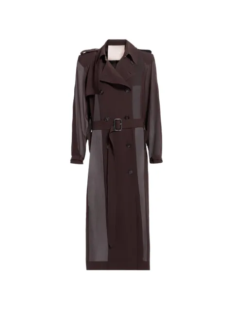 Elie Saab gabardina con paneles transparentes y doble botonadura