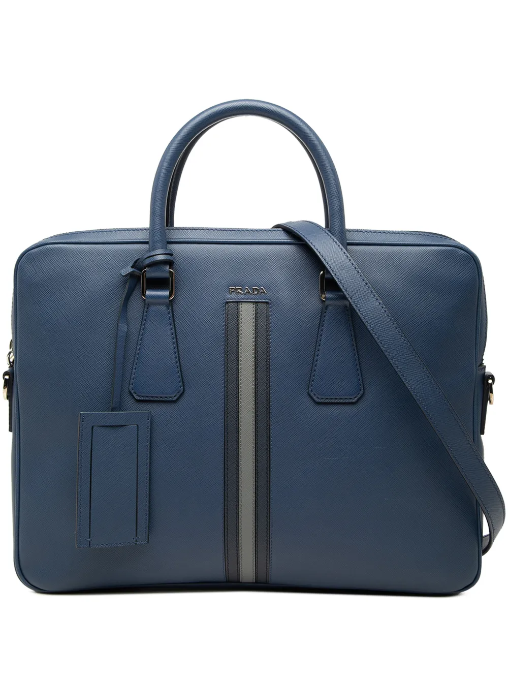 Prada Pre-Owned 2013-2026 Saffiano Striped business bag - Blu