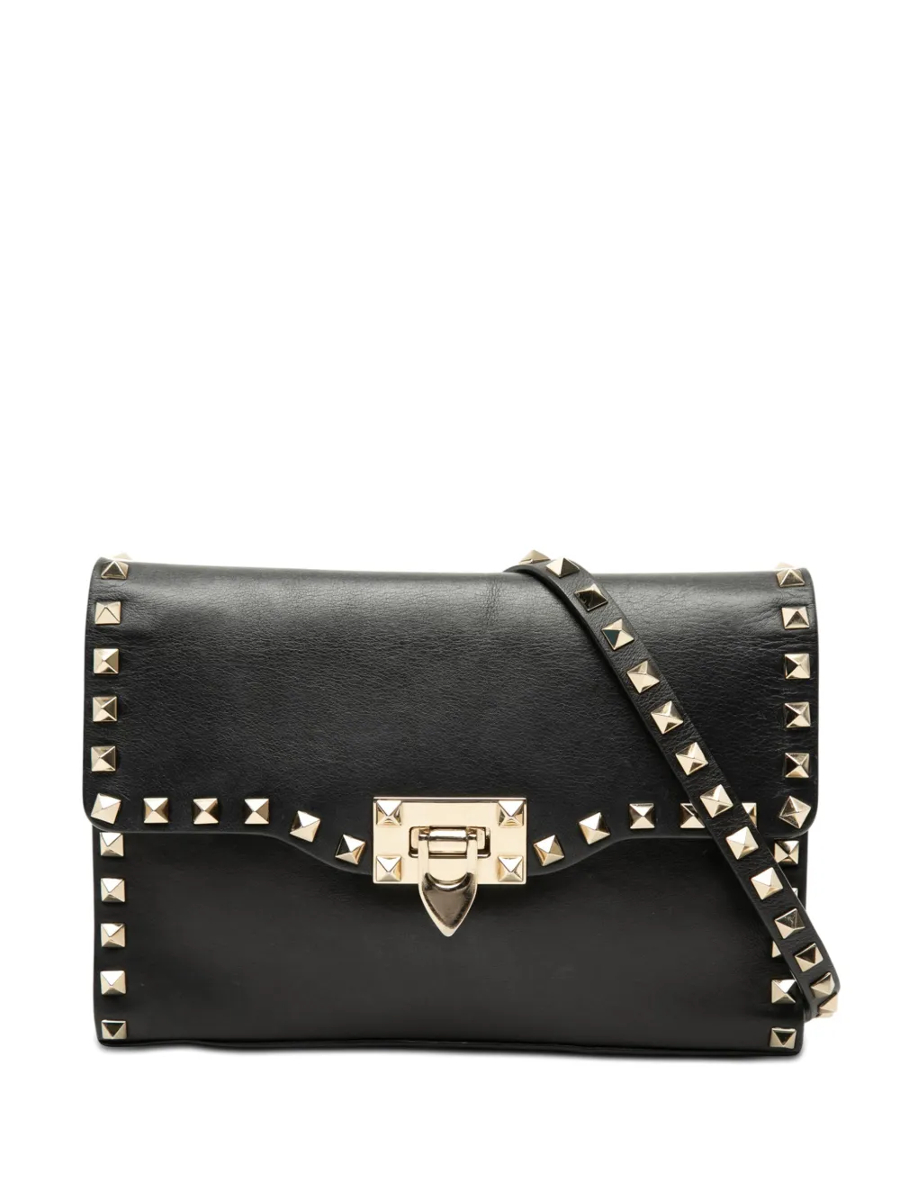Valentino Garavani Pre-Owned 2000-2017 Small Leather Rockstud Flap crossbody bag - Nero