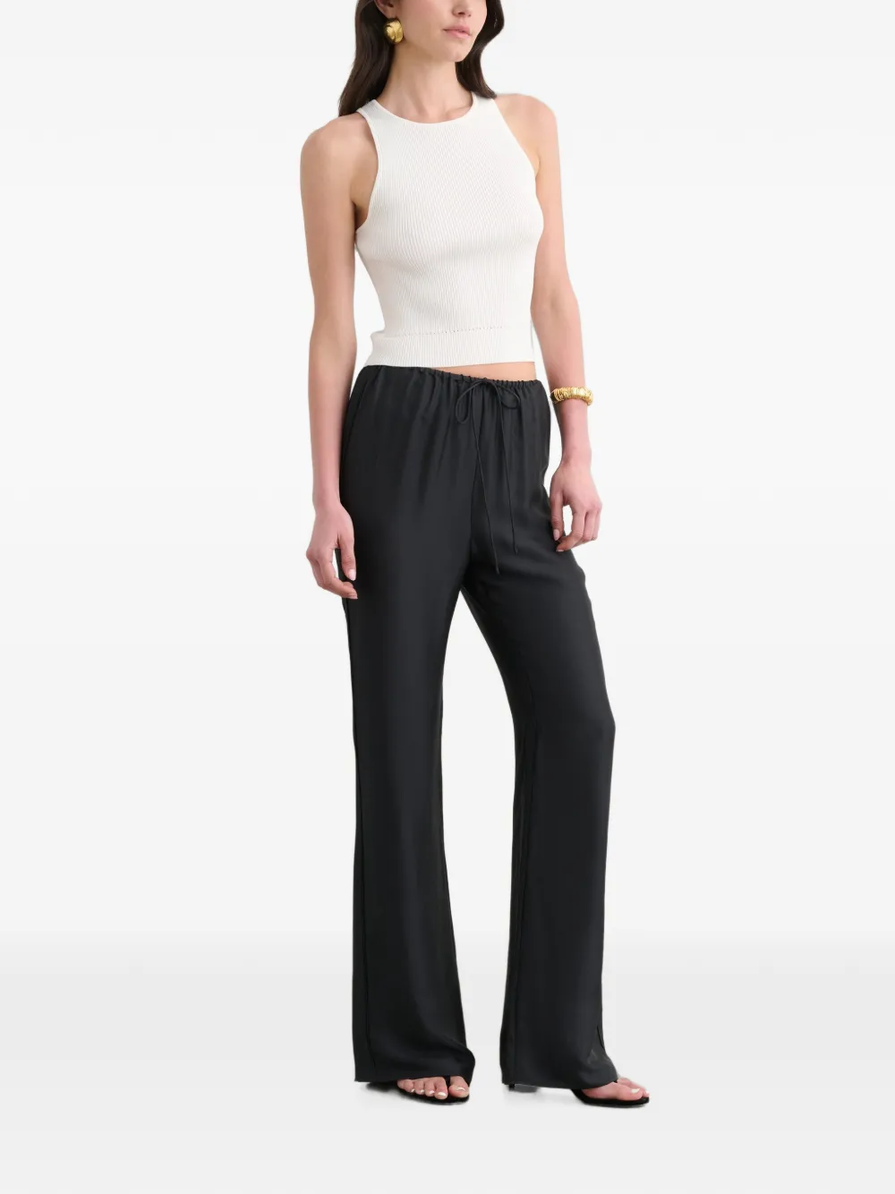 Toccin Nela flared broek met trekkoord Zwart
