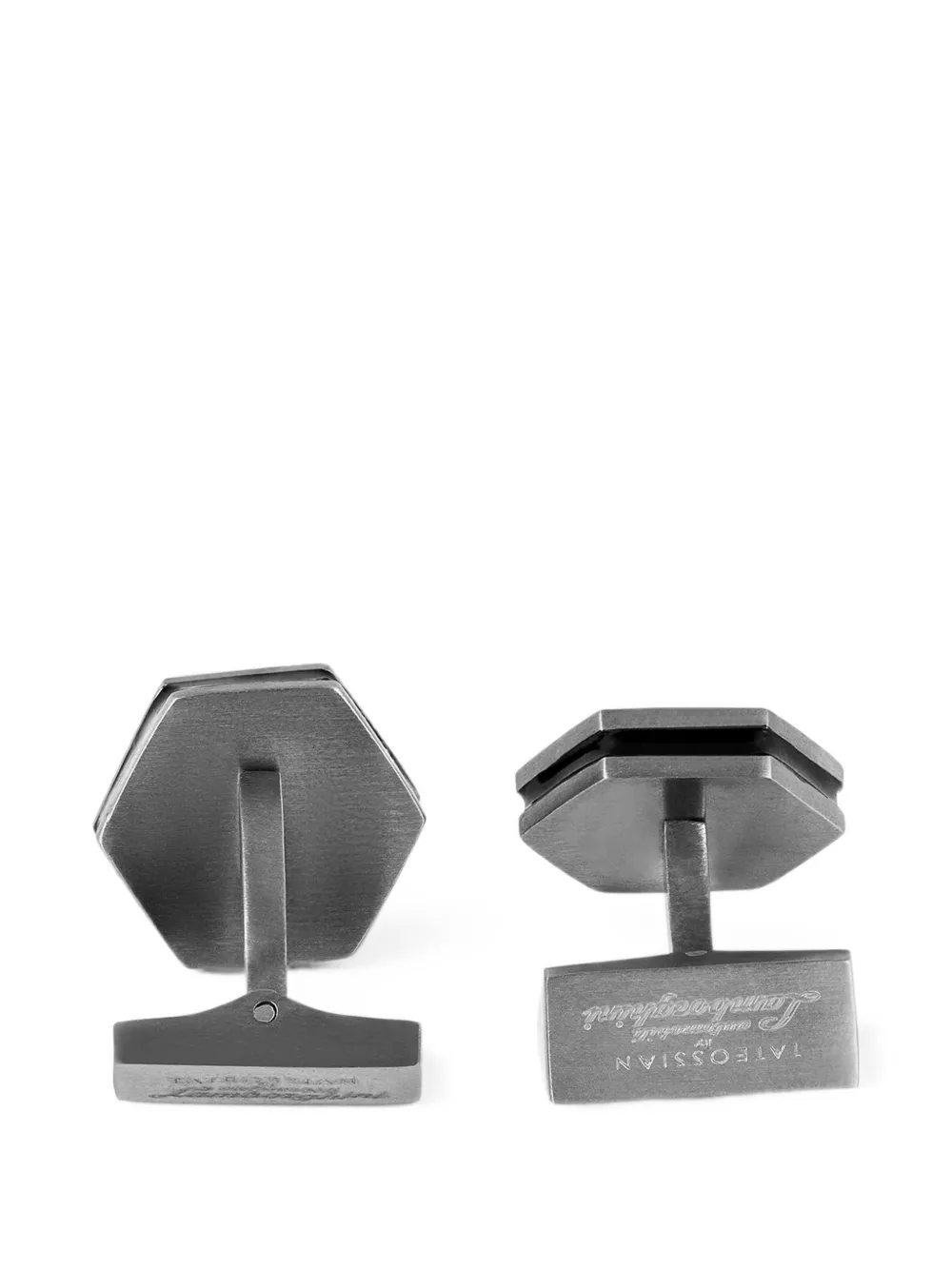  Tateossian Gemelos Con Esmalte Hexagonal - Plateado 