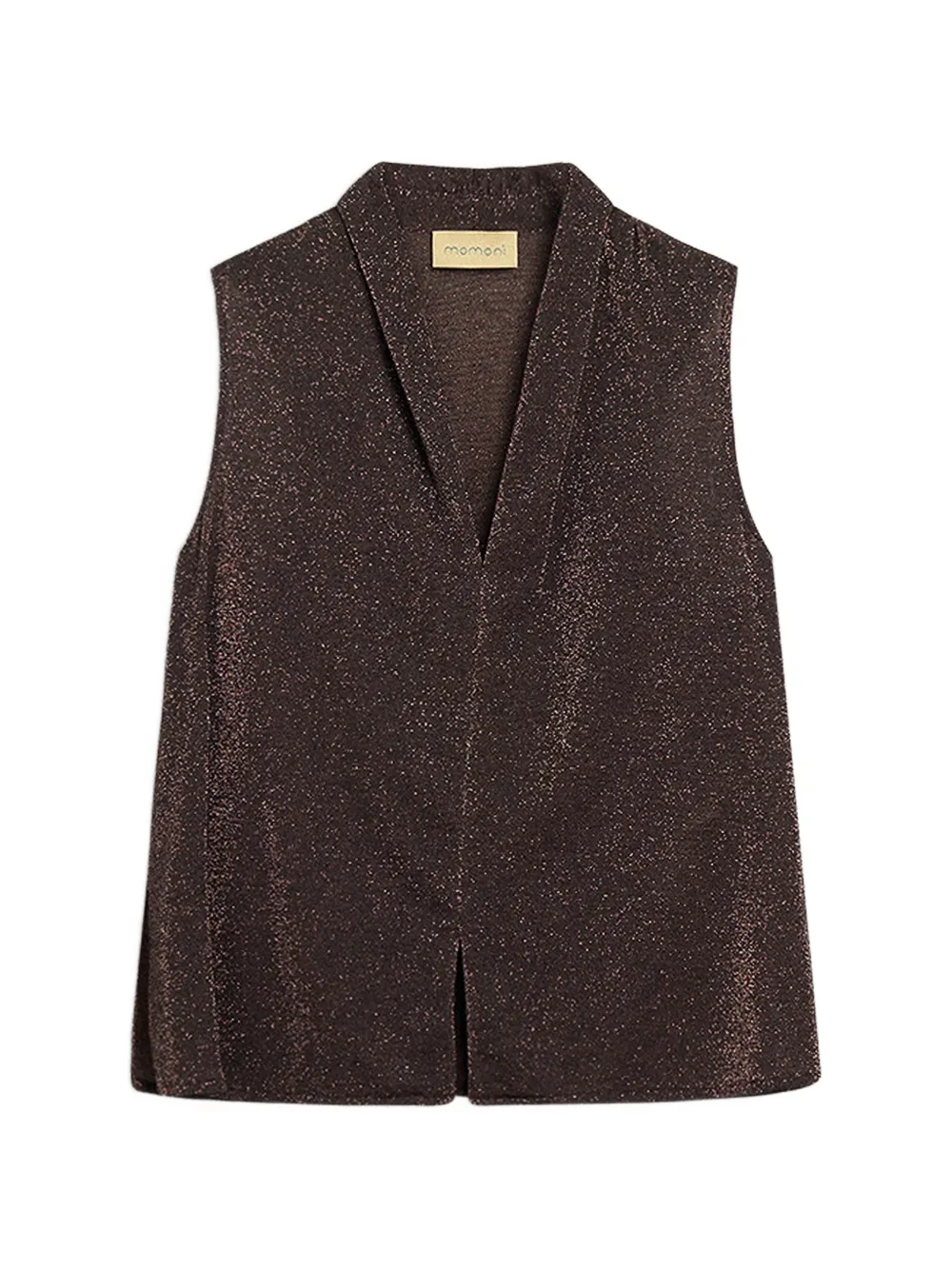 MOMONÌ Kiri Bis lurex-knit pleated tank top - Marrone