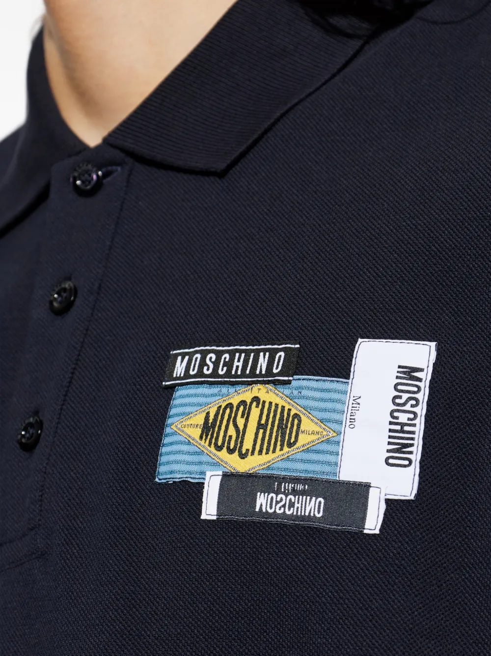 Moschino Poloshirt met logopatch Blauw