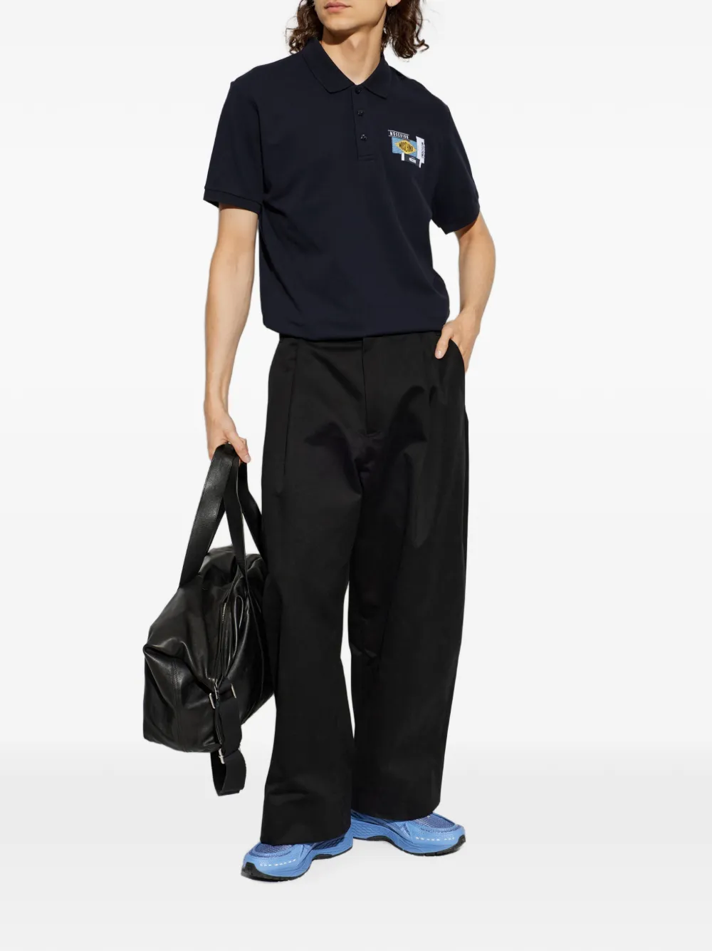 Moschino Poloshirt met logopatch Blauw