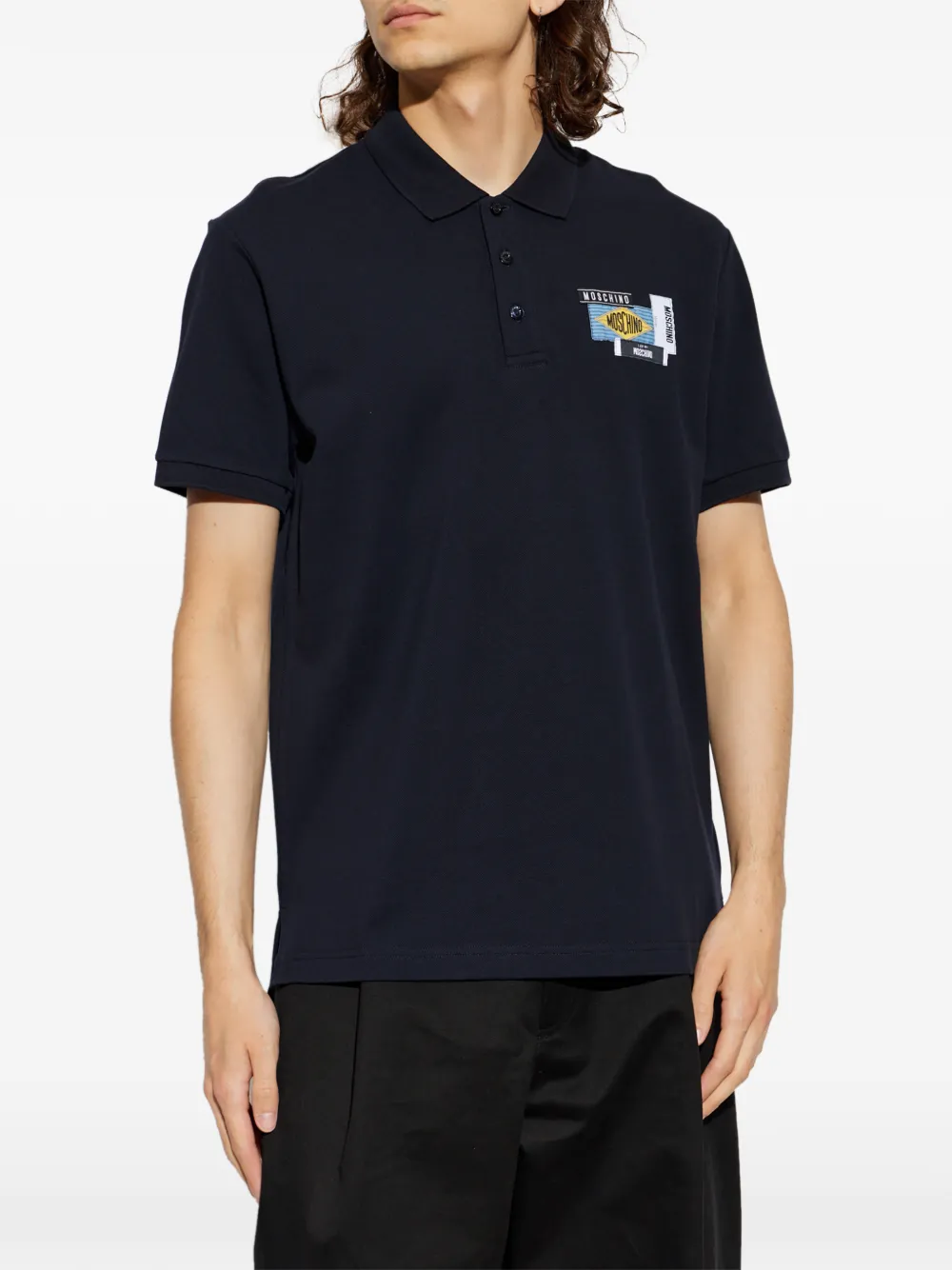 Moschino Poloshirt met logopatch Blauw