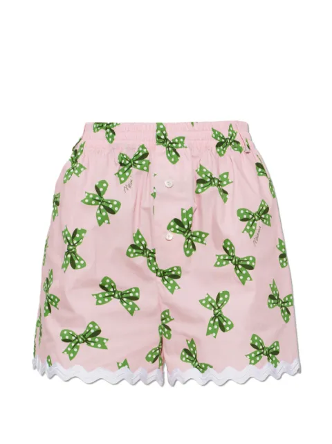 Moschino shorts con ribete festoneado y moños estampados
