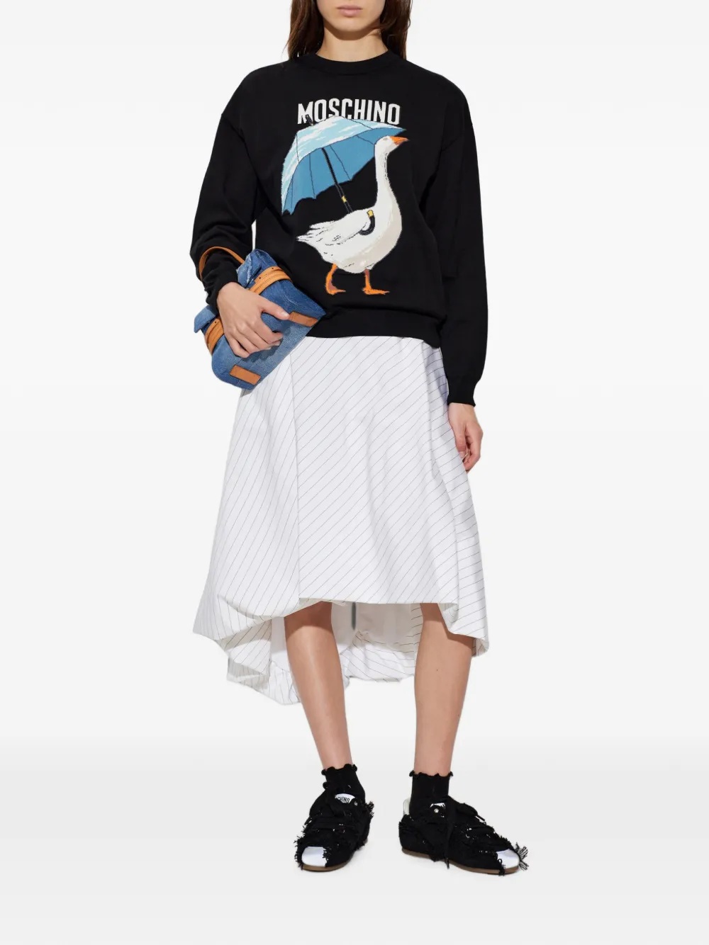 Moschino Trui met ronde hals en ganzen-intarsia Zwart